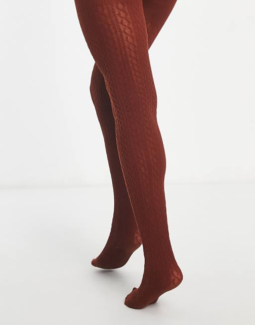 Rust Cable Knit Tights Rust Cable Knit Tights
