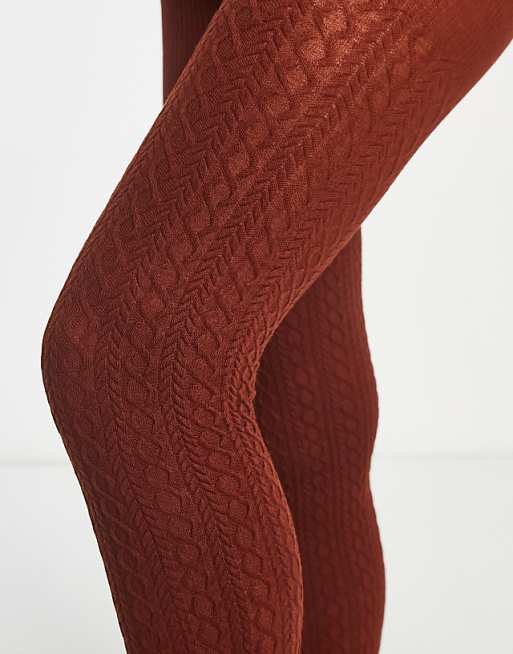 Rust Cable Knit Tights Rust Cable Knit Tights