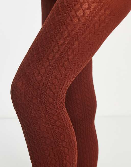 Lindex Small Cable Knit Tights in Natural