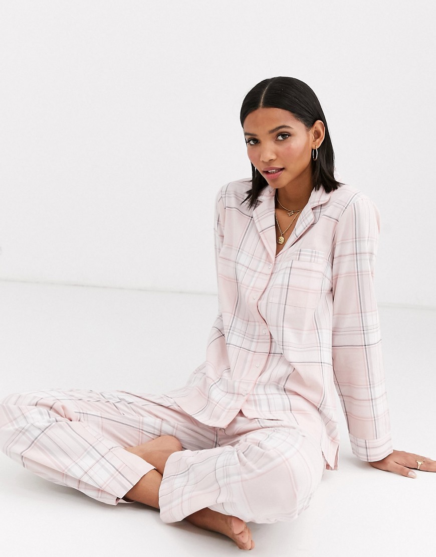 Lindex - Cadeauset geruite pyjama van organisch katoen in lichtroze