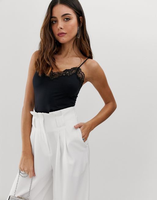 Lindex cami with lace trim in black | ASOS