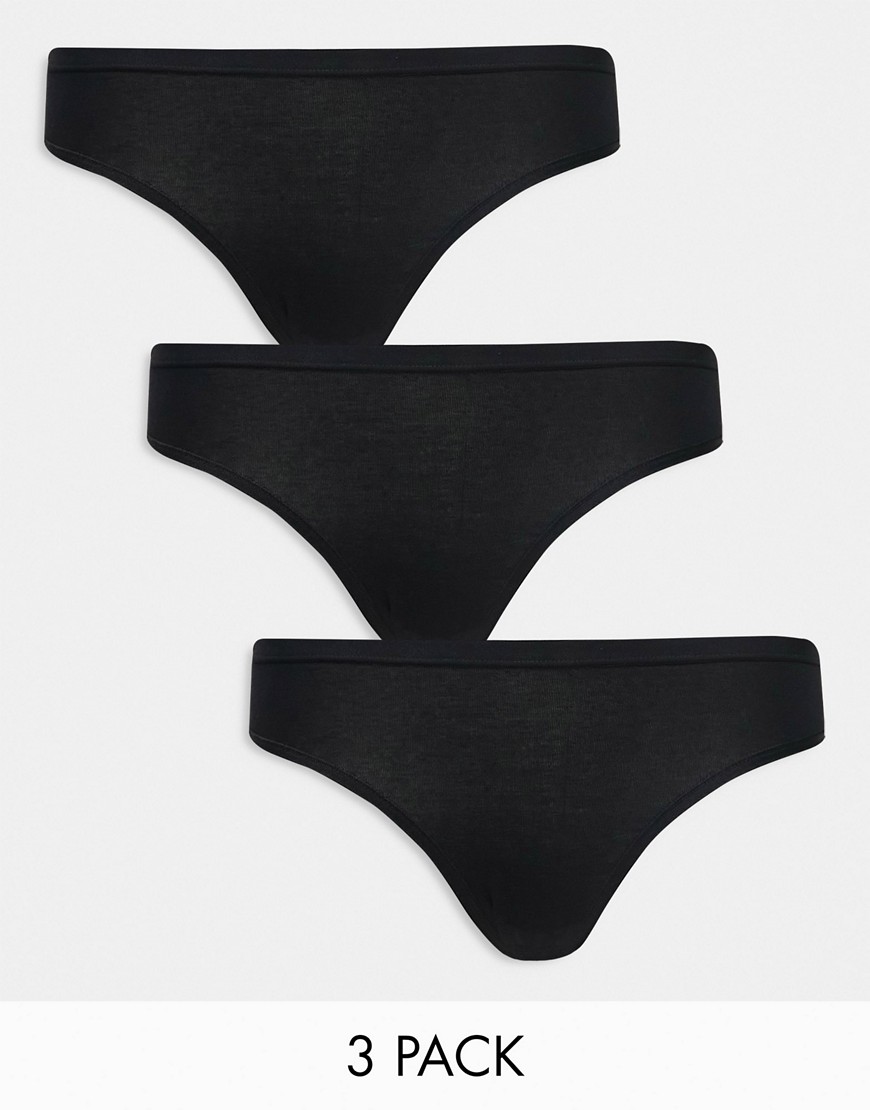 Lindex Carin 3-pack Cotton Thong In Black