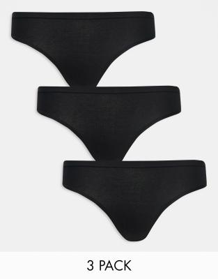 Lindex - Carin - 3er-Pack Baumwoll-Slips mit Bikini-Schnitt in Schwarz