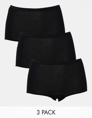 Lindex - Carin - 3er-Pack schwarze Boxershorts mit hohem Bund