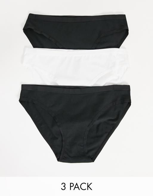 Lindex - Carin - Confezione da 3 slip in cotone bianco e nero - MULTI