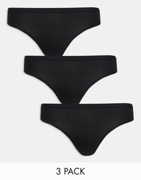 Lindex - Carin - Confezione da 3 slip taglio bikini neri in cotone - view 1