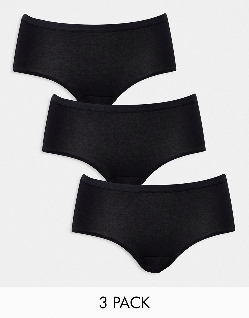 Lindex Carin cotton high waist 3 pack brief in black