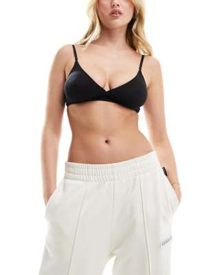 Lindex Rib Push Up T-shirt Bra In Black In White