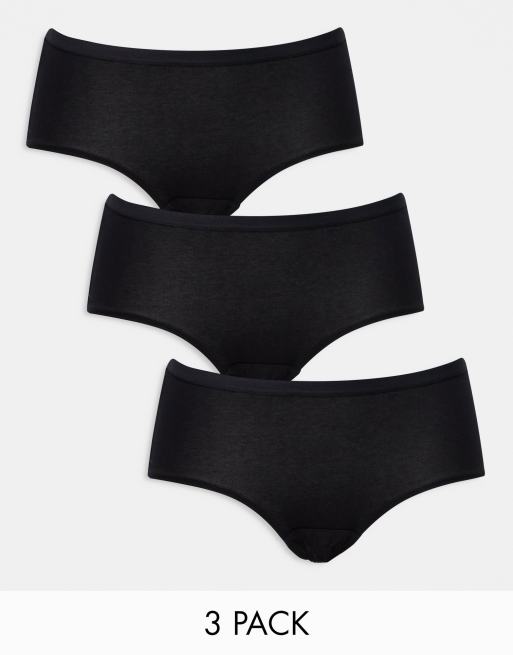 Lindex – Carin – Zestaw 3 par czarnych bawełnianych fig z wysokim stanem