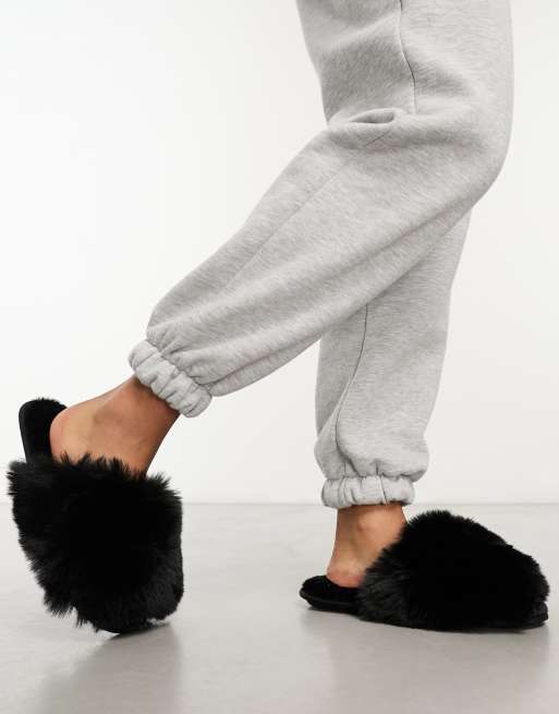 Lindex - Chaussons ultra duveteux - Noir