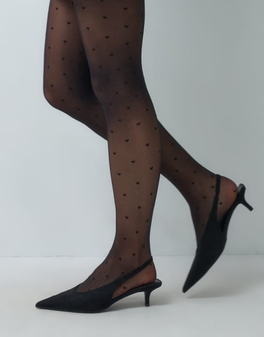 Lindex - Collant 30 denari neri con stampa a cuori, 3 di 3