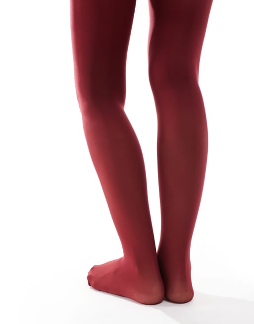 Lindex - Collant super elasticizzati color rosso scuro 50 denari, 4 di 4