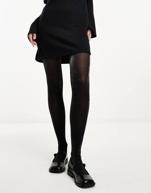 Lindex - Collants 40 deniers effet métallisé argenté - Noir