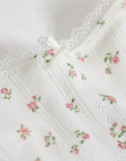 Lindex - Confezione da 3 perizomi bianco sporco a fiori traforati, 2 di 3