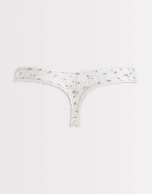 Lindex - Confezione da 3 perizomi bianco sporco a fiori traforati, 3 di 3