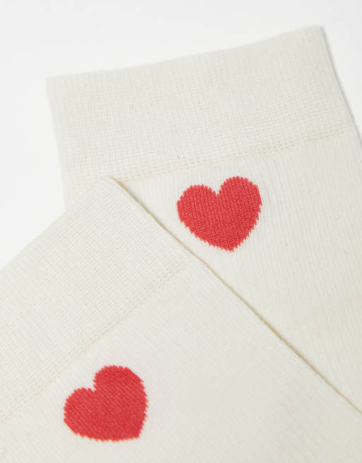 Lindex - Confezione da 4 paia di calzini alla caviglia beige con cuori, 4 di 4