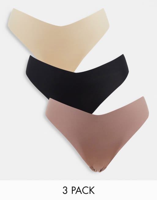 Lindex - Confezioni da 3 perizomi sgambati invisibili multicolore