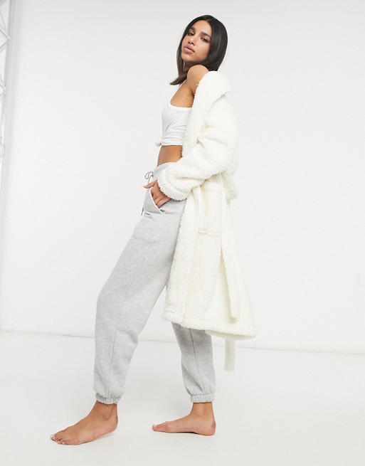 Lindex cosy teddy robe in off white
