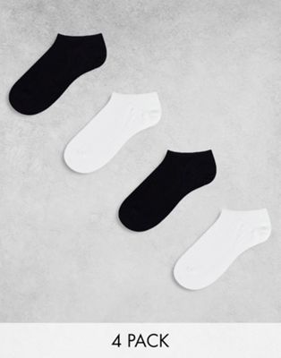 Lindex 4 pack footie sock in black and white - MULTI