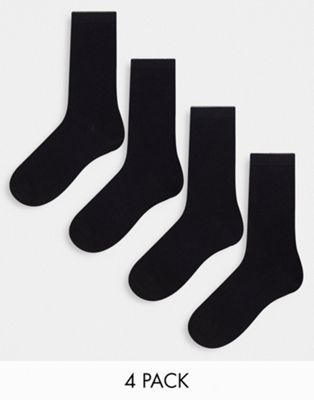 Lindex cotton blend 4 pack sock with coloured edge in black