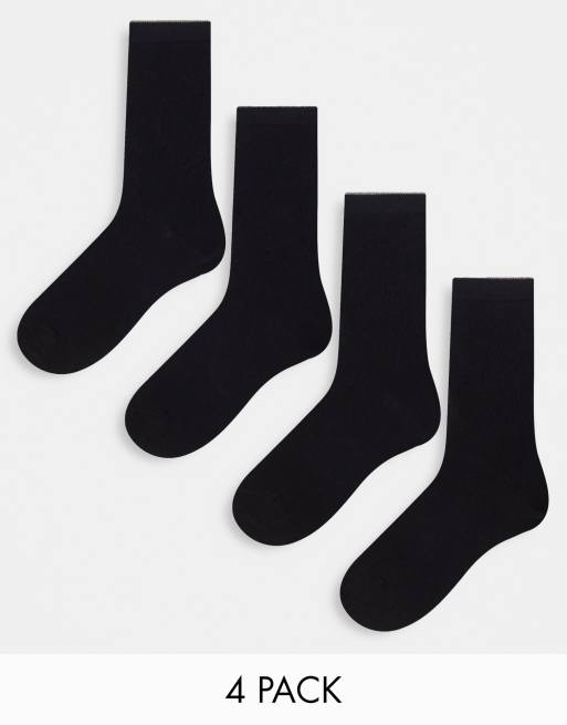 Lindex cotton blend 4 pack sock with coloured edge in black 