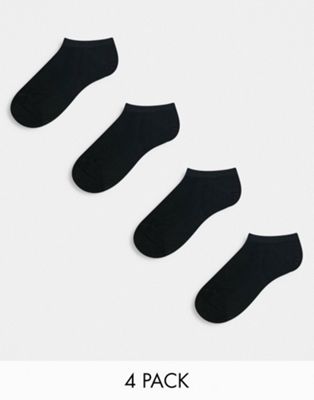 Lindex cotton blend footsie sock 4 pack in black