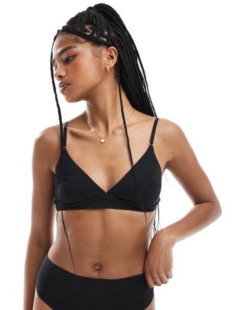 Lindex cotton soft bra in black - view 1