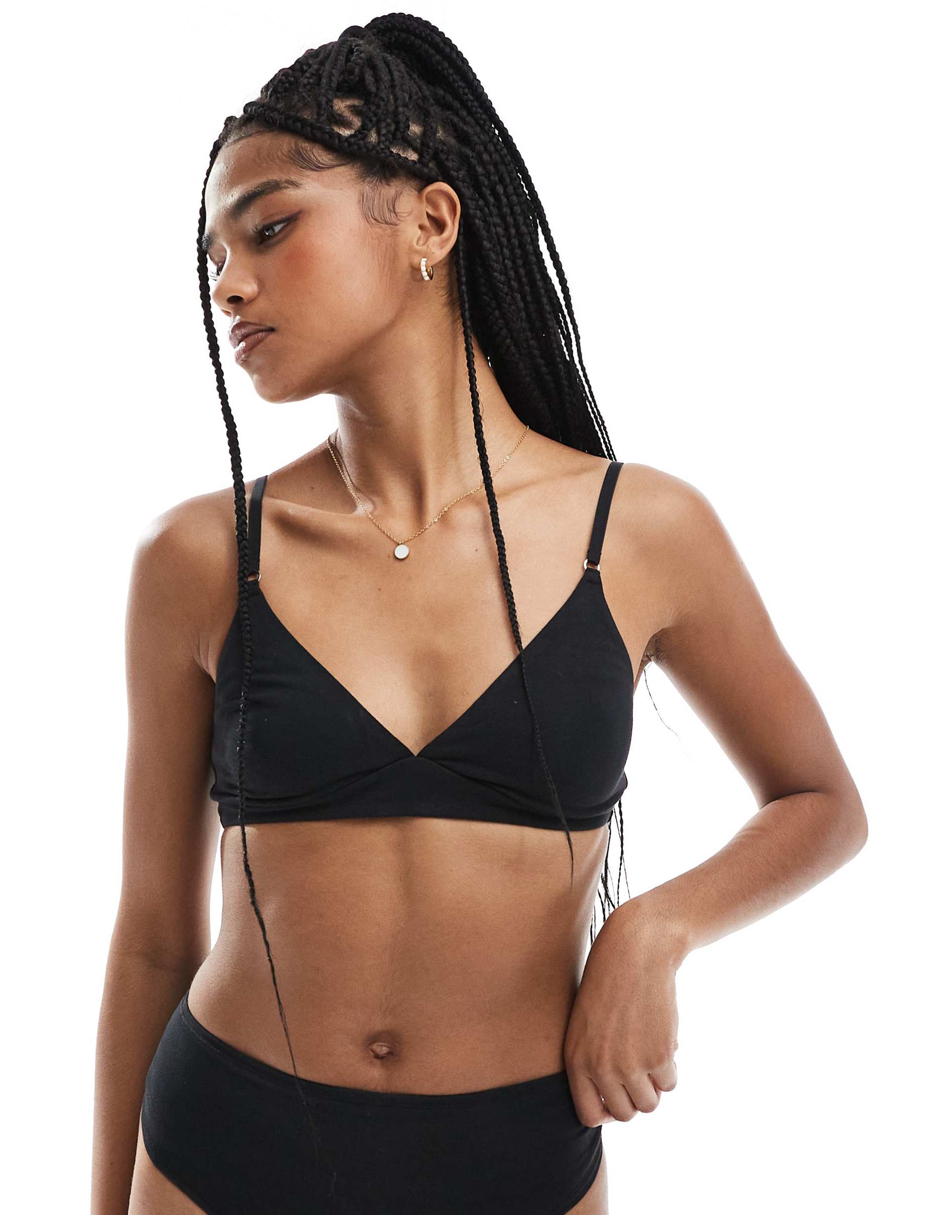 lindex cotton soft bra in black