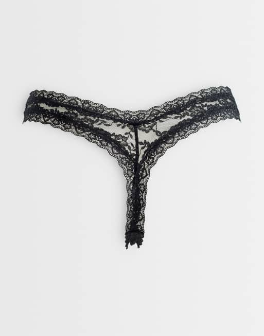 Lindex Dana 3 pack lace lingerie thong in black, 2 of 3