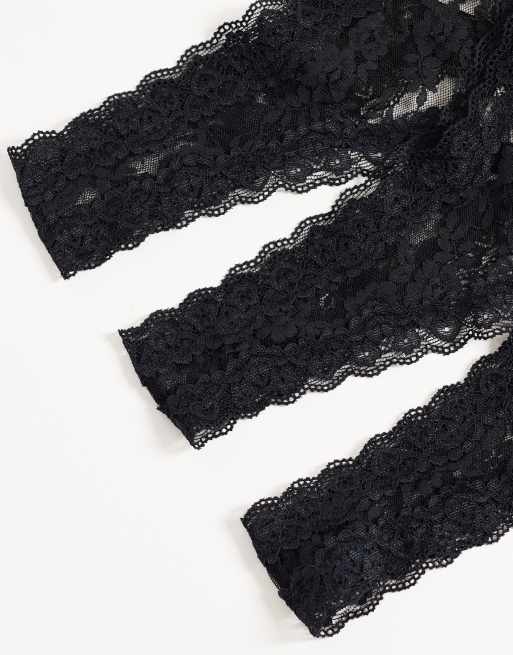 Lindex Dana 3 pack lace thong in black, 3 of 3