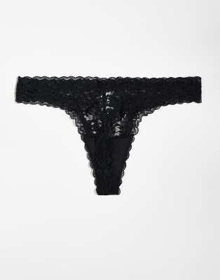 Lindex Dana 3-pack Lace Thongs In Black