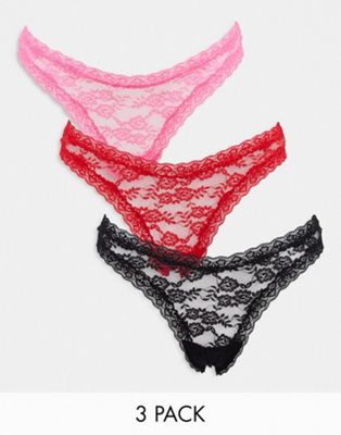 Lindex 3 pack invisible high cut thong in multi