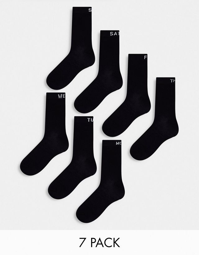 Lindex days of the week crew sock 7 pack in black