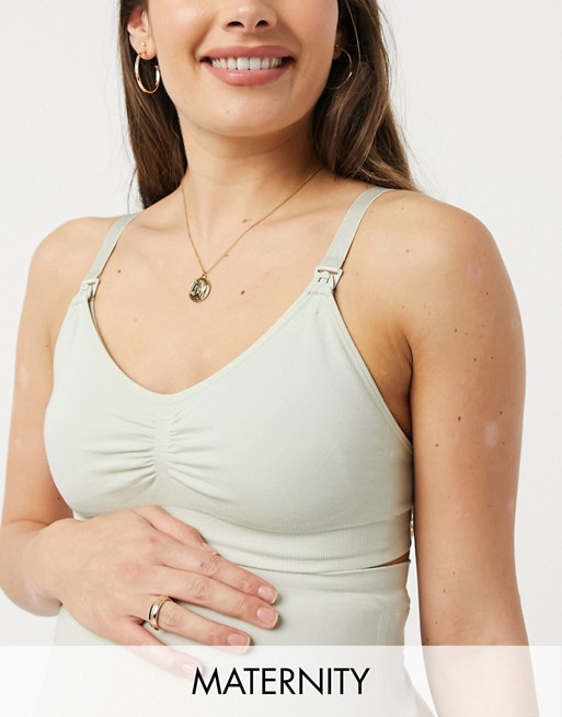 Lindex eco modal seamless rib nursing bra in light green