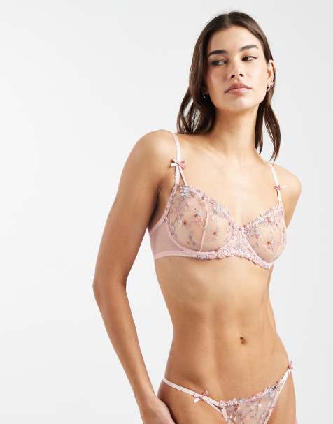 Lindex Ella M floral embroidery lace set in light pink - view 1