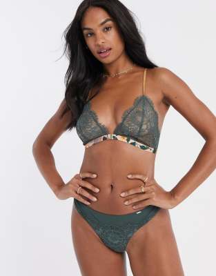 Asos Design Ella Lace Underwire Bra-green, ModeSens