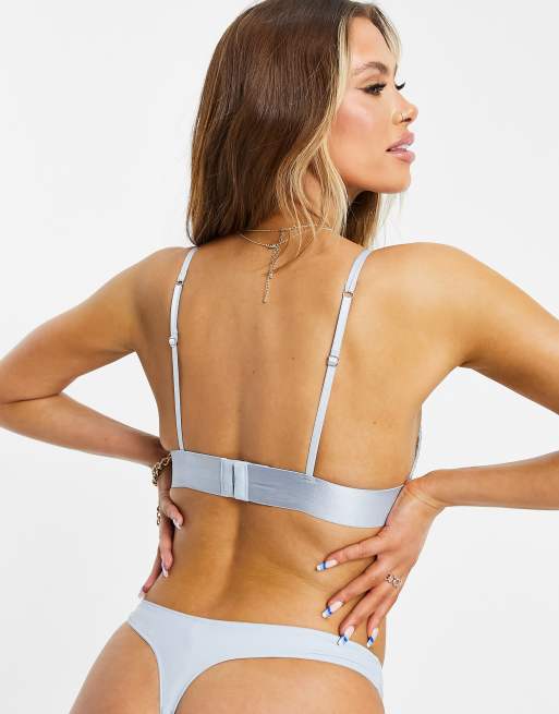 Lindex - Ella M Nora - Trekantsbralette med blonder i støvet lyseblå, 2 af 4