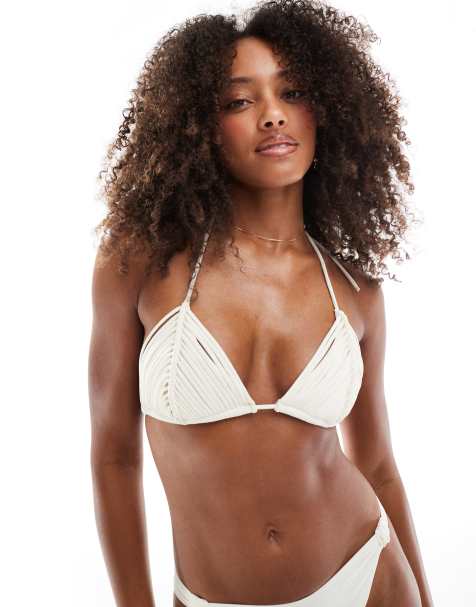 Lindex Elle braided triangle bikini top in light white - view 1