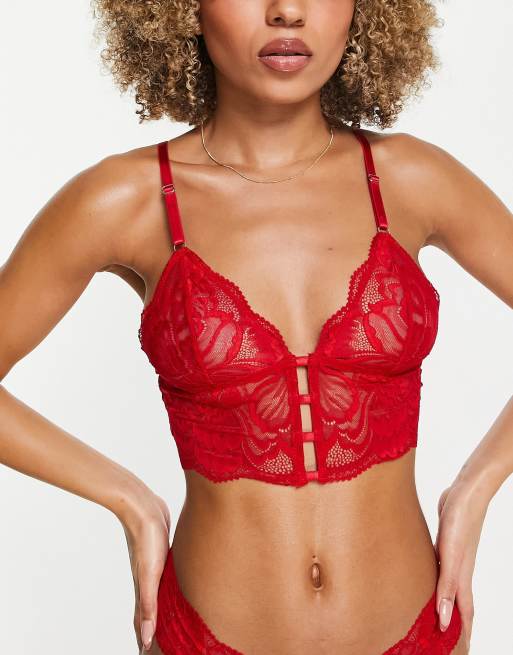 Lindex - Elsa - Bralette van doorschijnend kant met beugel en bandjes op de  rug in rood