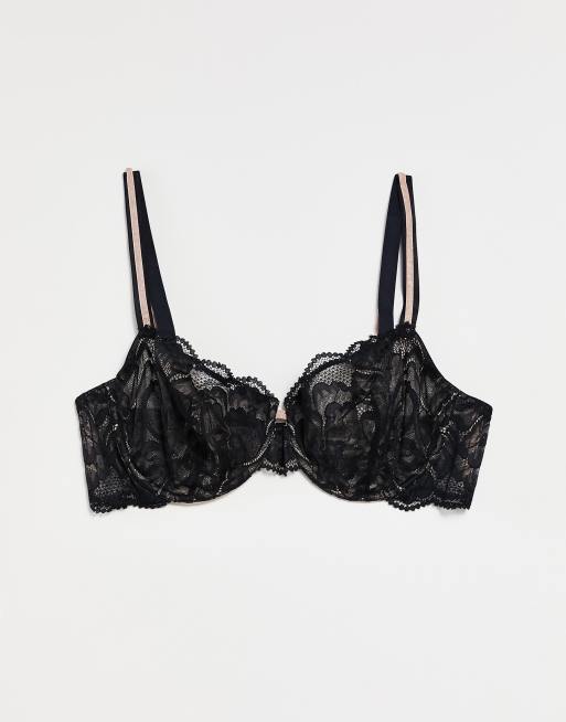 Lindex Elsa Sheer Lace Non Padded Balconette Bra In Black | ModeSens