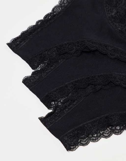 Lindex Emelie 3 pack lace trim brazilian in black, 3 of 4