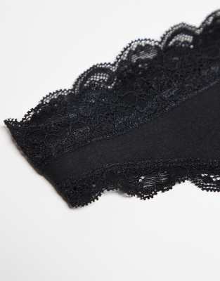 Lindex Emelie 3 Pack Lace Trim Thongs In Black