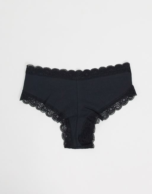 Pack of 3 carousel knickers in organic cotton, black+white+black