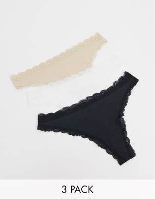 Pack of 3 thongs with lace trim - Underwear - UNDERWEAR