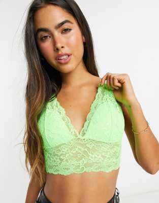 Neon Lime Striped Lace Bralette