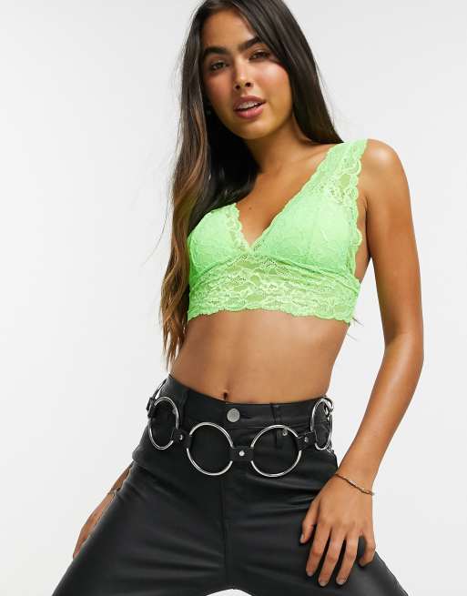 Boohoo Lime Green Lace Bralette Crop Top Price in India, Full  Specifications & Offers