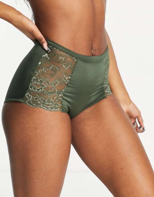 Lindex – Emelie – Mörkt khakigröna trosor med hög midja