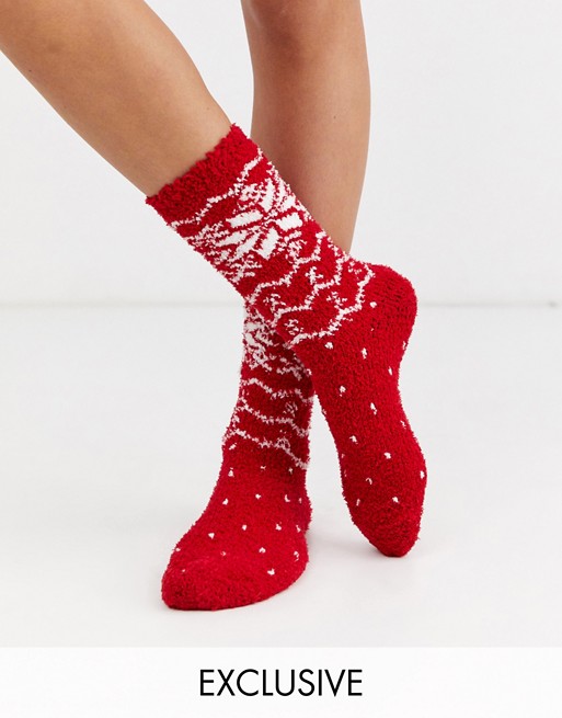 Lindex Exclusive cosy fairisle sock in red
