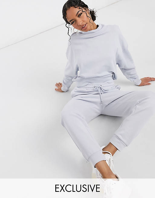 Lindex Exclusive Jo organic cotton fleece sweatpants in blue | ASOS