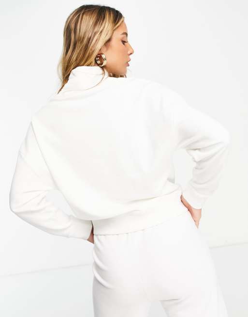 Lindex Exclusive Karen cotton fleece turtle neck lounge sweat in off white - WHITE, 2 of 4